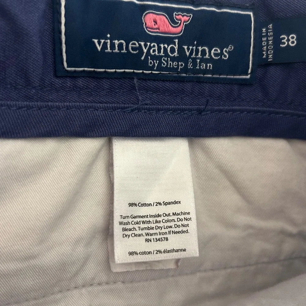 Vineyard Vines Mens Breaker Shorts Navy Blue Chino Stretch Size 38 Flat Front